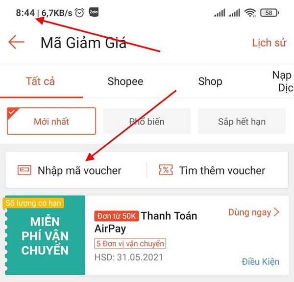 Mã giám giá Shopee